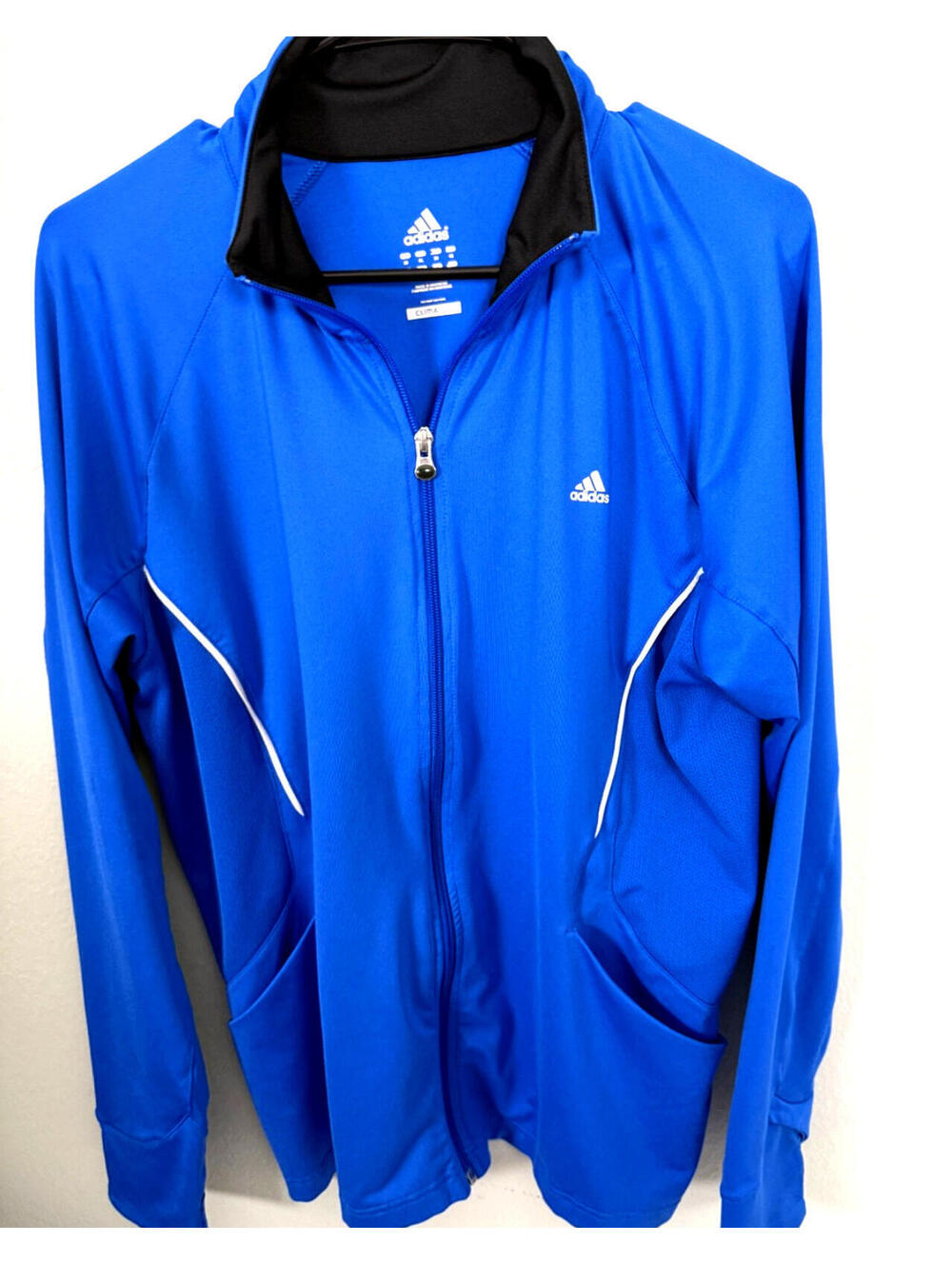 Adidas ClimaLite Full Zip Track Jacket Blue Mens XL Athletic